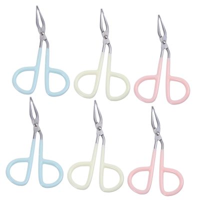 GANAZONO 6-Piece Stainless Steel Scissor-Shaped Eyebrow Tweezers, Precise Cosmetic Tweezers for Women, Makeup Tools for Eyebrow Grooming and Hair Removal, Random Color
