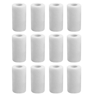 Zhufas Self-Adhering Bandage Wrap, 12 Rolls, 10 cm x 4.5 m, White