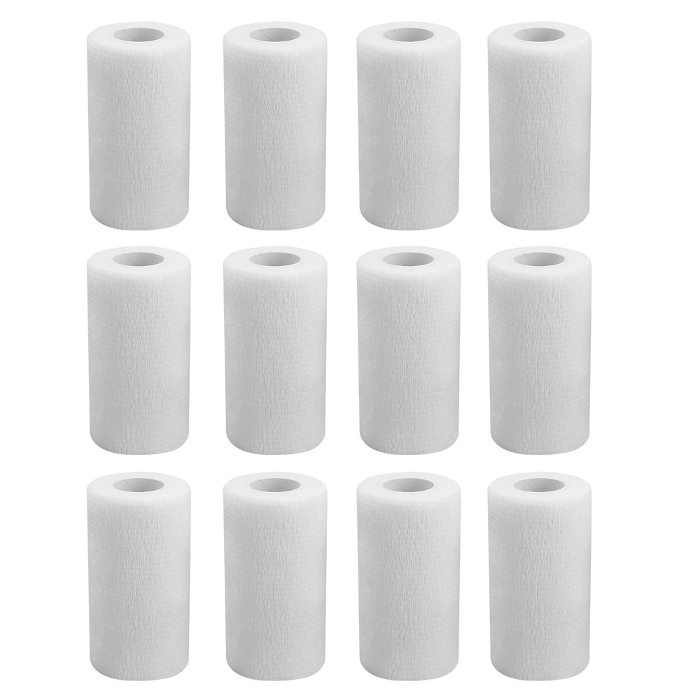 Zhufas Self-Adhering Bandage Wrap, 12 Rolls, 10 cm x 4.5 m, White