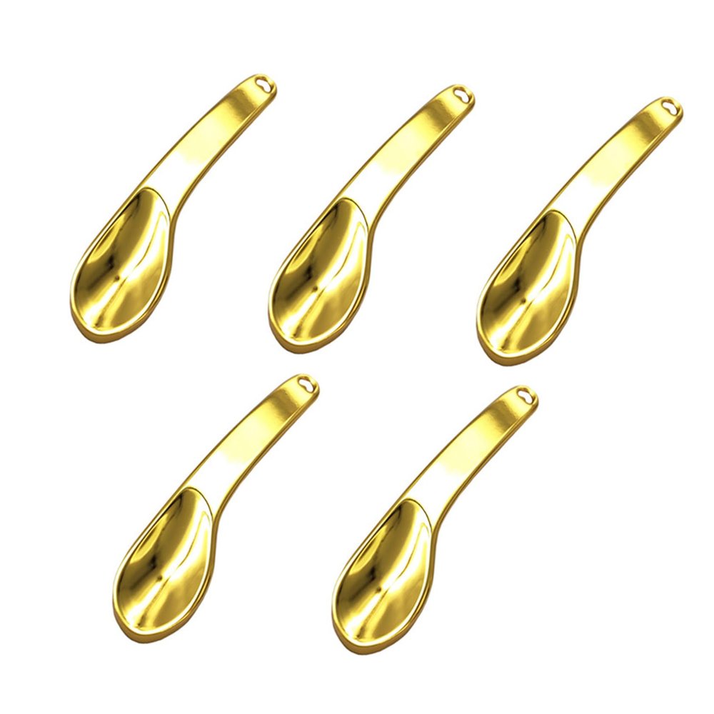 ERINGOGO Gold Cosmetic Spoons, Zinc Alloy, 5-Piece Set, Small Cream Applicators for Eye and Face Cream
