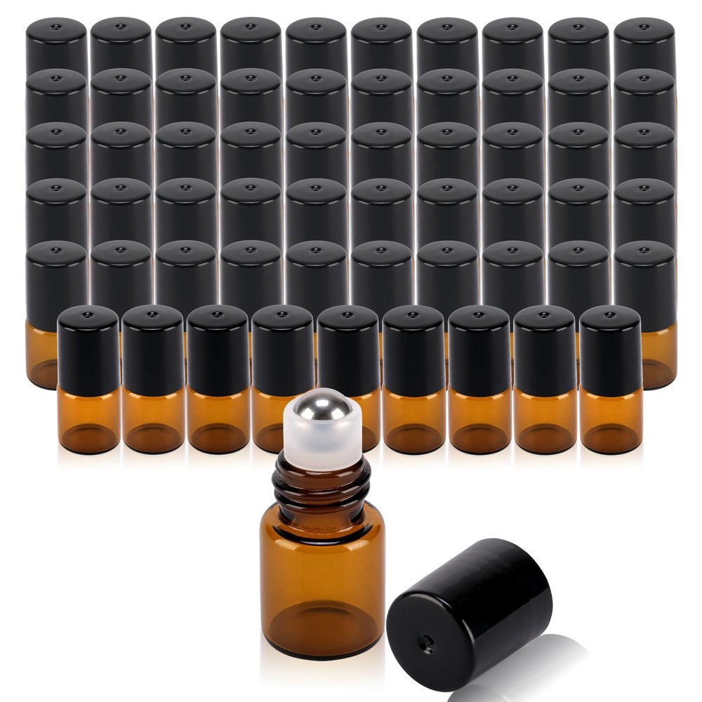 RAMFIYN 30-Pack 2 mL Amber Roller Bottles for Essential Oils