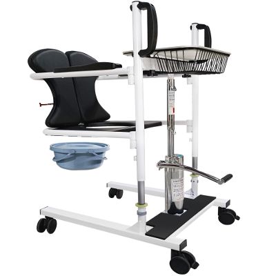 AIBOTY Multifunctional Hydraulic Patient Lift Transfer Chair with 180° Split Commode Seat, 20 cm Lift Range