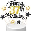 37th Birthday Cake Topper Set, Glitter Happy Birthday Decoration view 1
