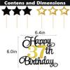 37th Birthday Cake Topper Set, Glitter Happy Birthday Decoration view 2