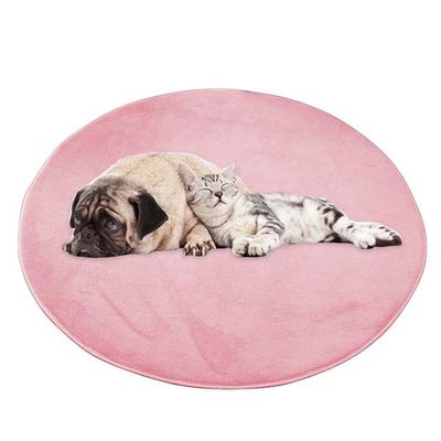 ping bu Large Round Plush Dog Bed Mat, Pink, 50 x 50 cm
