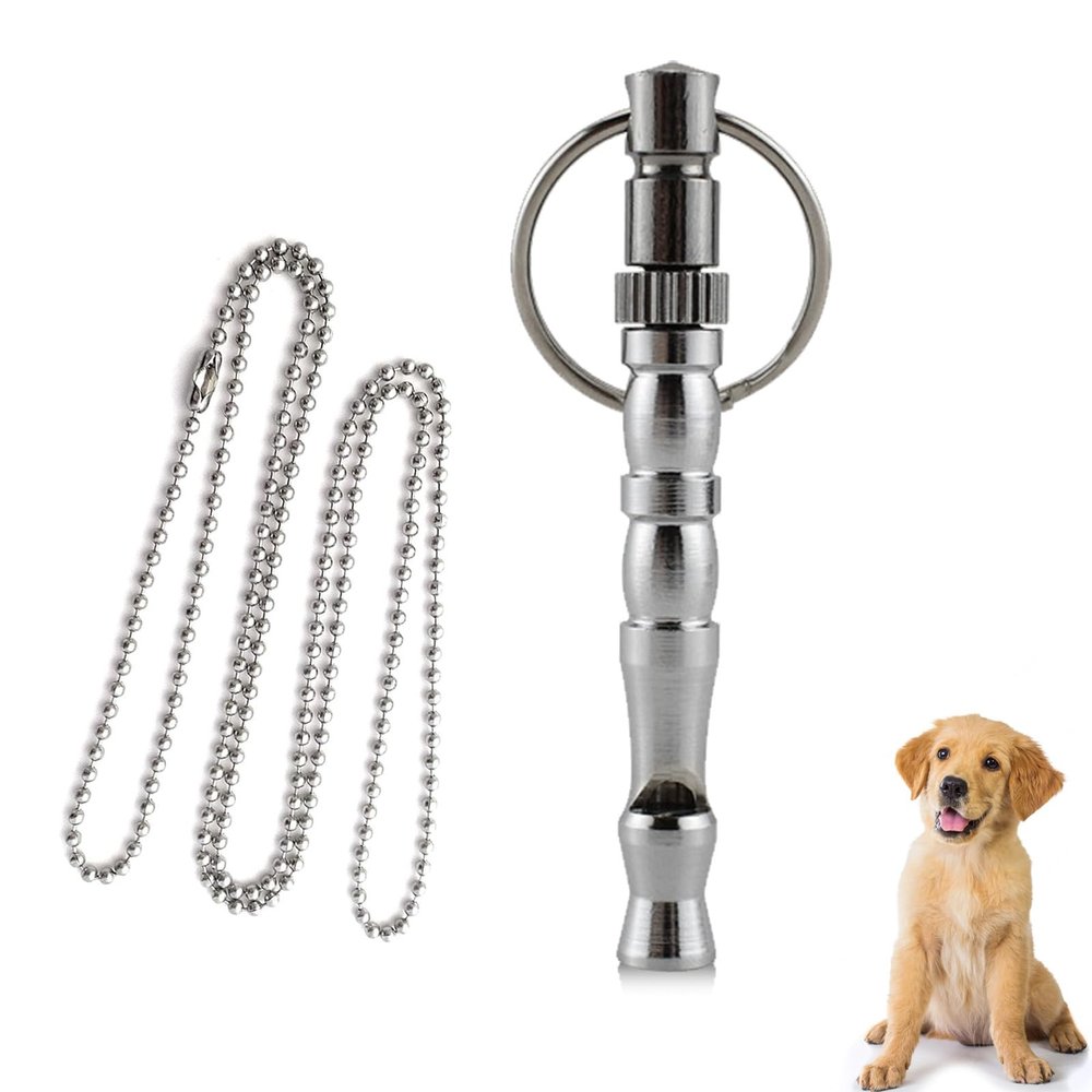 AHEJIOO High-Frequency Dog Whistle, Adjustable Stainless Steel, Silver