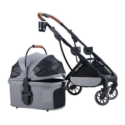 Foldable Dog Stroller with Cup Holder and Removable Carrier for Small and Medium Dogs