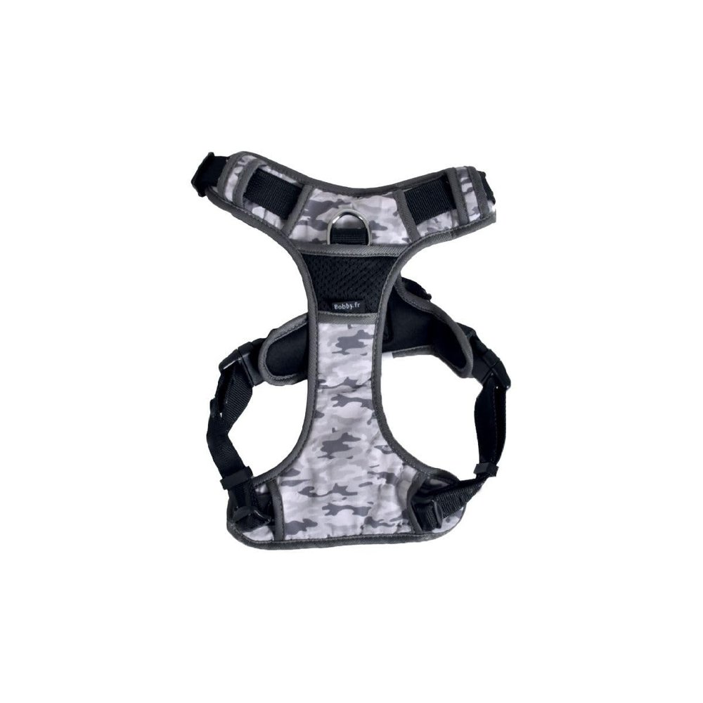 Bobby Camouflage Comfort Dog Harness, 23 cm Back Length, Double Metal Ring, Gray Camouflage, XS, 36–43 cm Chest