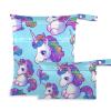 Amooorous Blue Glitter Cartoon Unicorn Wet Bags, 2-Piece Set view 1