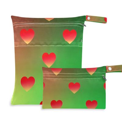 Amooorous Zipper Wet Bags for Swimsuits, Red/Green Gradient, 2-Pack