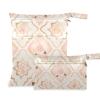 Amooorous Waterproof Wet Bags, Rosette Floral Pattern, Peach Gold, 2-Pack view 1