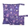 Amooorous Purple Mysterious Universe Planet Reusable Wet/Dry Bags for Baby Essentials, 2-Pack view 1