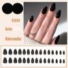 Ceboic 24-Piece Black Press-On Nails, Medium Almond, Reusable Full-Cover Acrylic False Nails view 2