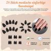 Ceboic 24-Piece Black Press-On Nails, Medium Almond, Reusable Full-Cover Acrylic False Nails view 3
