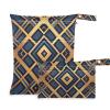 Amooorous Flat Pouches with Geometric Guilloche Checkerboard Pattern, Stain-Resistant, with Handles, for Swimsuits, Gym and Beach, 2-Piece Set view 1