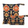 Amooorous Asian-Style Wet/Dry Bags with Elegant Gold Floral Pattern, 2-Pack view 1