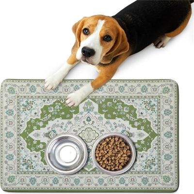 FANSU Dog Bowl Mat, Green 23x40cm
