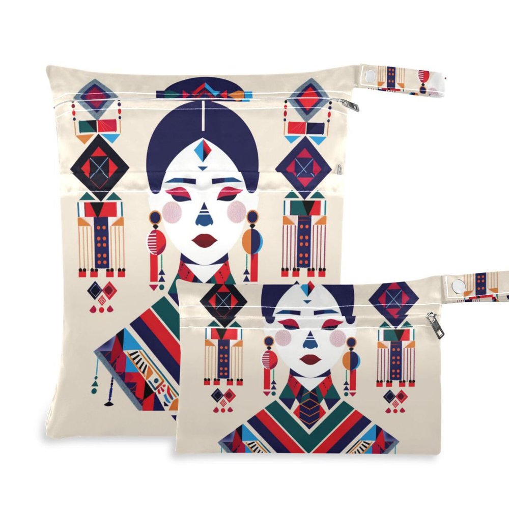 Amooorous Washable Ethnic-Style Wet Bags, 2-Pack