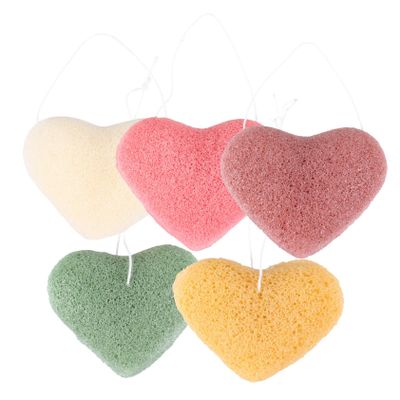 ERINGOGO Heart-Shaped Facial Cleansing Sponges, 5-Pack