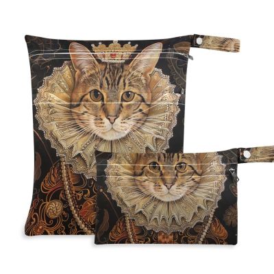 Amooorous Diaper Bags with Zippers, Cat Portrait, 2-Pack