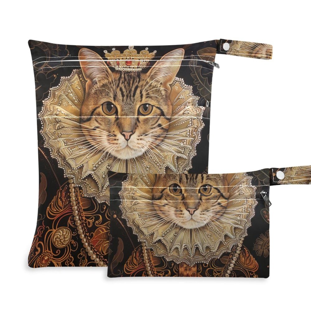Amooorous Diaper Bags with Zippers, Cat Portrait, 2-Pack