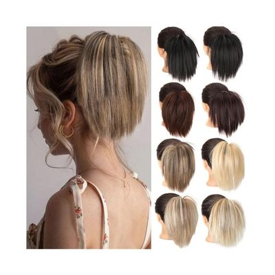 Synthetic Messy Bun Hairpiece with Elastic Band (Black