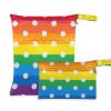 Amooorous Reusable Waterproof Wet Bags with Cartoon Dots, Rainbow Colors, 2-Pack view 1