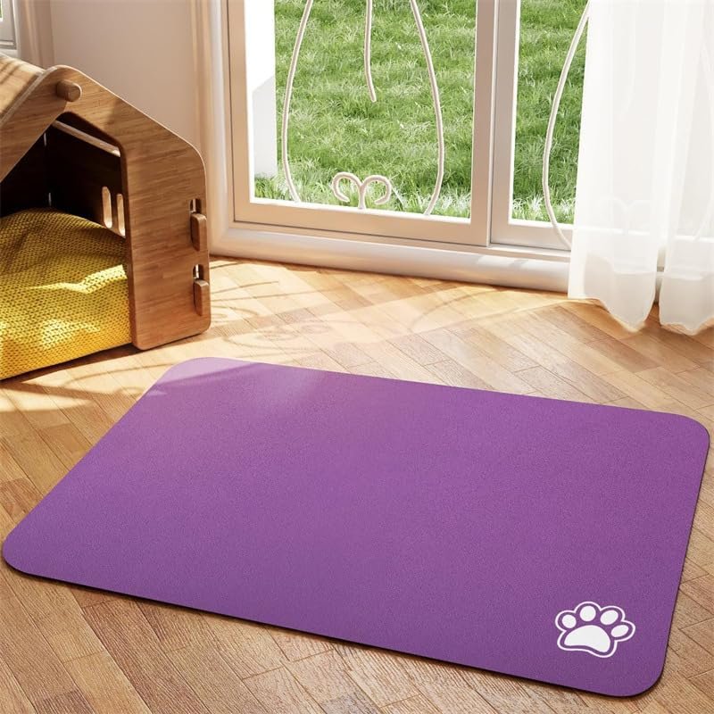 FANSU Dog Bowl Mat, Non-Slip Quick-Dry Washable