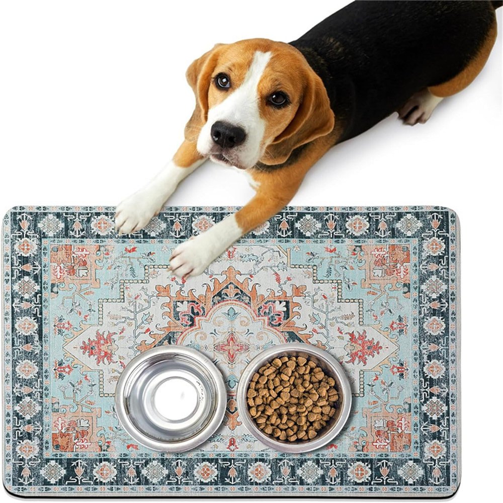 FANSU Dog Bowl Mat, Blue, 20x30cm