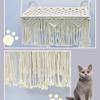 Vobumix Macramé Cat Hammock, Handwoven Hanging Cat Bed and Window Perch view 3