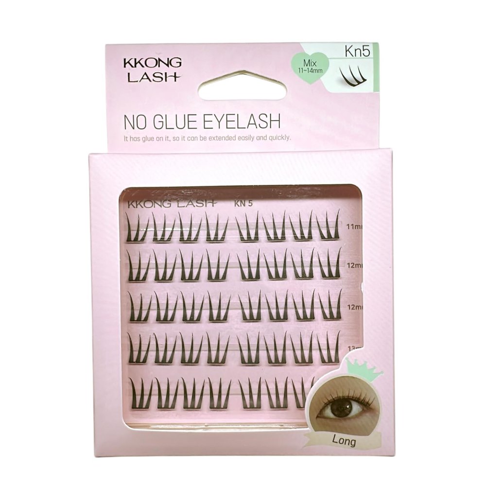 KKONGLASH Kn5 False Eyelashes, Glue-Free, Long Mixed Length (1114 mm), DIY Makeup