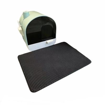 Waterproof Cat Litter Mat, Double-Layer Honeycomb, Black, 55 x 75 cm