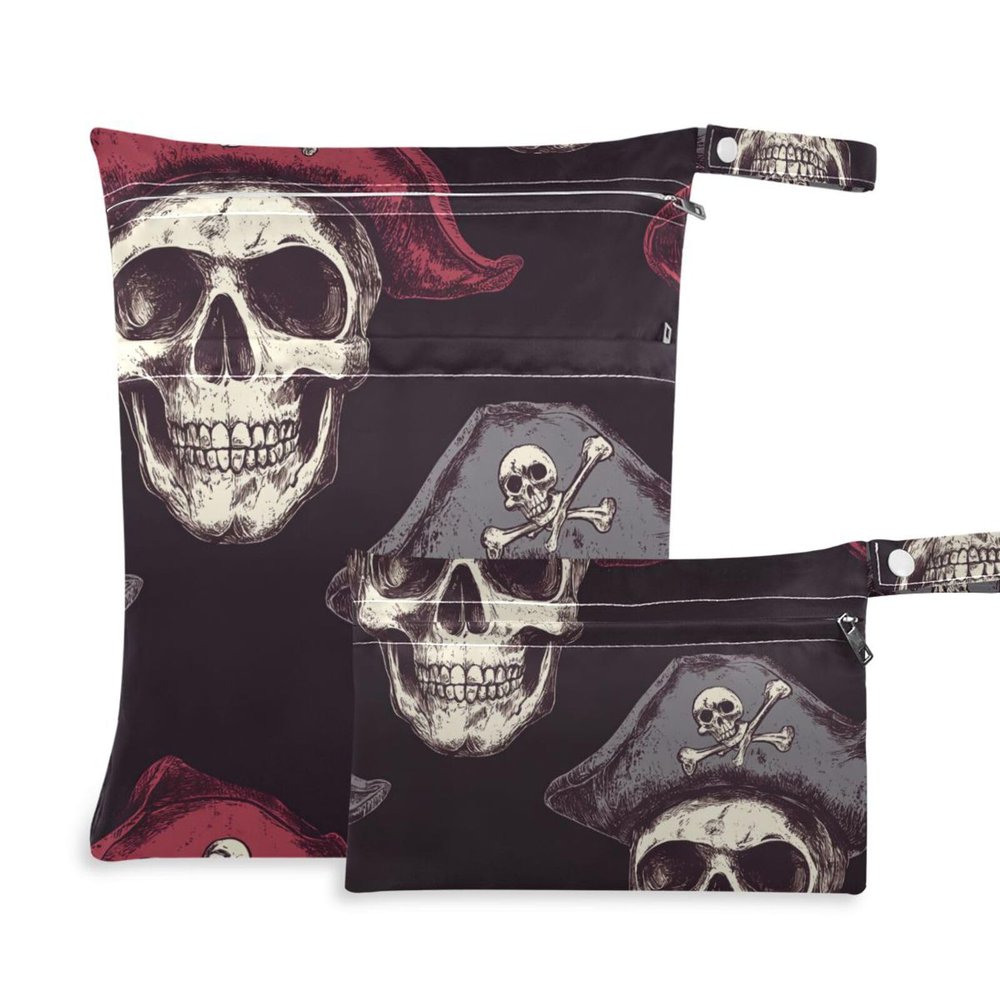 Amooorous Waterproof Diaper Bags, Skull Pirate Design, 2-Piece Set