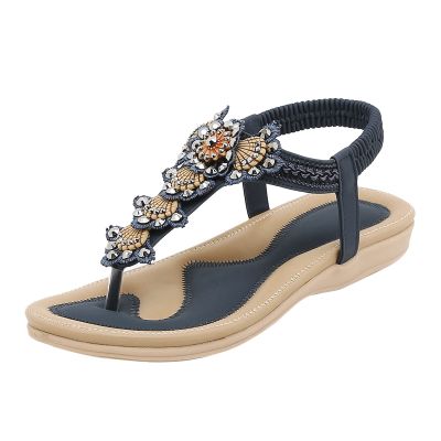 Women's Glitter Heeled Sandals with Rhinestones, Open-Toe Beach Sandals