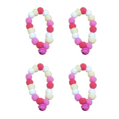YIBOZI Soft Pet Collars with Colorful Pom Poms and Bells, Adjustable, Cat Collar Set for Festivals, Holidays, Parties, Cat Accessories, 4 Pieces