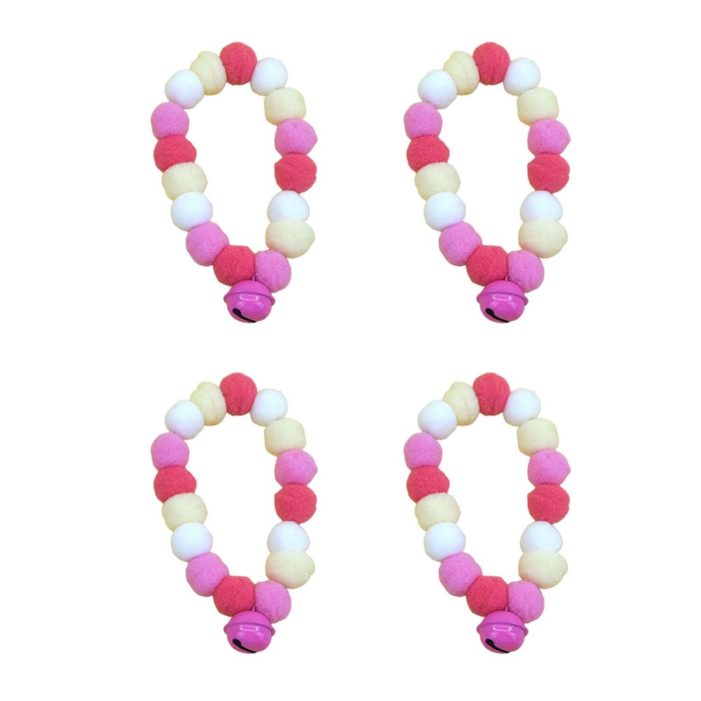 YIBOZI Soft Pet Collars with Colorful Pom Poms and Bells, Adjustable, Cat Collar Set for Festivals, Holidays, Parties, Cat Accessories, 4 Pieces