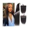 YANG11FAN Straight Brazilian Virgin Human Hair Bundles with 13x4 HD Transparent Lace Frontal, #1B Natural Color, 3 Bundles view 1