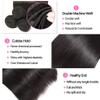 YANG11FAN Straight Brazilian Virgin Human Hair Bundles with 13x4 HD Transparent Lace Frontal, #1B Natural Color, 3 Bundles view 2