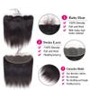 YANG11FAN Straight Brazilian Virgin Human Hair Bundles with 13x4 HD Transparent Lace Frontal, #1B Natural Color, 3 Bundles view 4