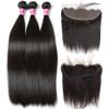 YANG11FAN Human Hair Bundles 8–30 Inches with 13x4 Lace Frontal, Straight Brazilian Remy Hair (14, 16, 18 with 12) view 3