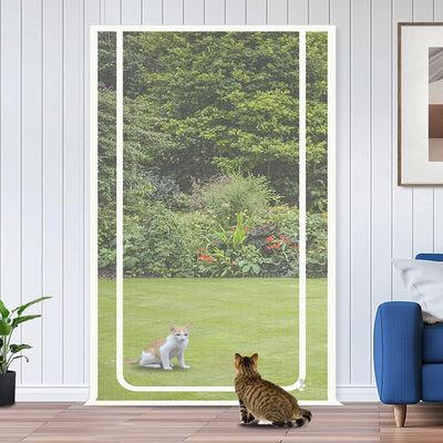 DTREEL Cat Screen Door for Balcony Doors, 80 × 210 cm, Thickened Pet Safety Screen with Zipper (95 × 200 cm)