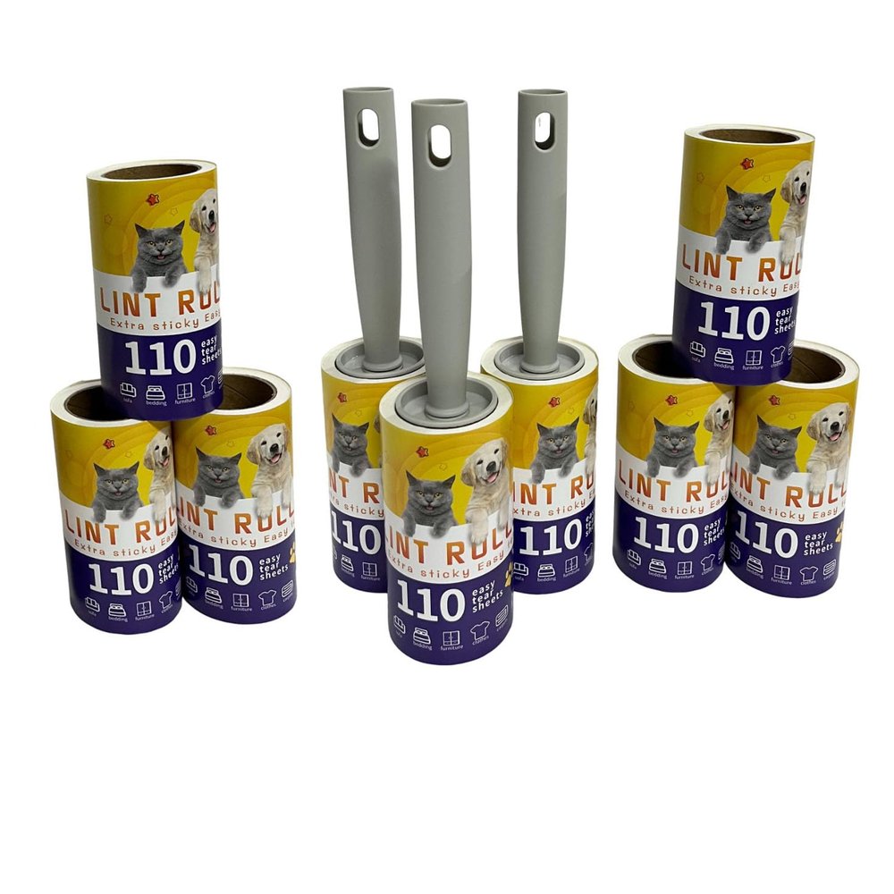 Lint Roller Set with 9 Rolls, 3 Eco-Friendly Handles & 15 cm Extra-Sticky Sheets