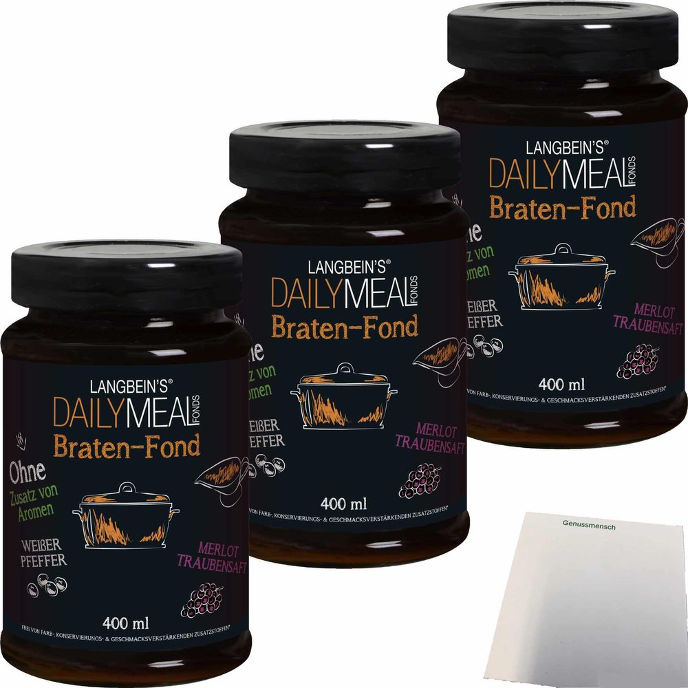 usy Bundle for Langbein's DailyMeal Roast Stock, 3-Pack (3 x 400 ml Jars) + usy Block