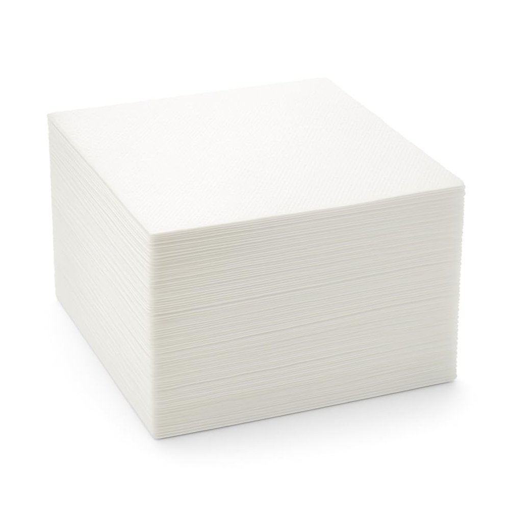 RASMACOR | 100 White Paper Napkins 10 x 10 cm (20 x 20 cm unfolded) | Disposable, Recyclable & Eco-Friendly | Ideal for Parties, Cocktails & Catering