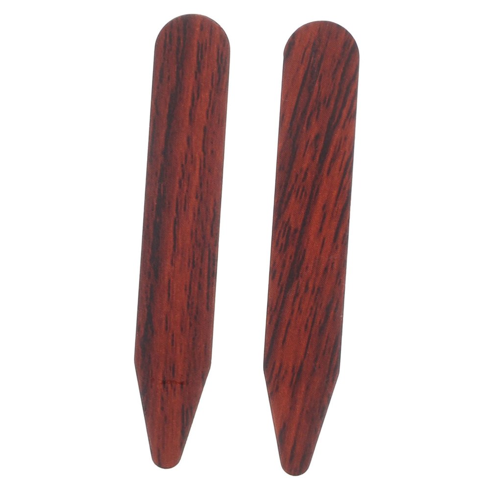 VALICLUD Wood-Look Collar Stays for Men's Dress Shirts, 60 mm, 2-Pack