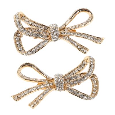 LIFKOME Removable Rhinestone Shoe Clips with Bow, 2-Pack