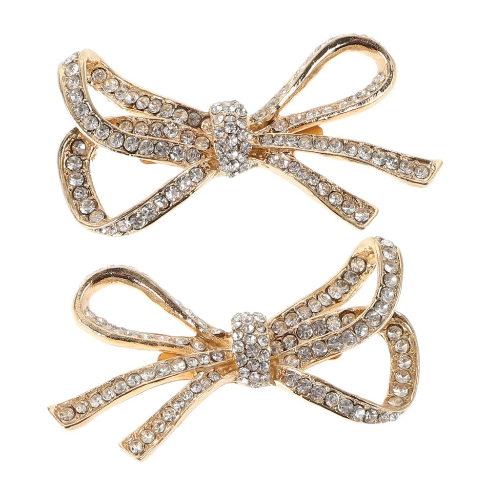 LIFKOME Removable Rhinestone Shoe Clips with Bow, 2-Pack