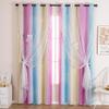 Verycurtain Kids & Girls Rainbow Ombre Double-Layer Star Cutout Blackout Curtains with Foil-Print Sheer, 2-Piece Set for Bedroom, Nursery, Living Room - Yellow/Purple/Blue, 52W x 72L view 1