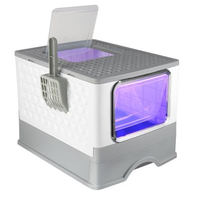 OHMG Enclosed Cat Litter Box for Large Cats with Lid, Removable Tray, Self-Cleaning, Leakproof, Filter and Scoop