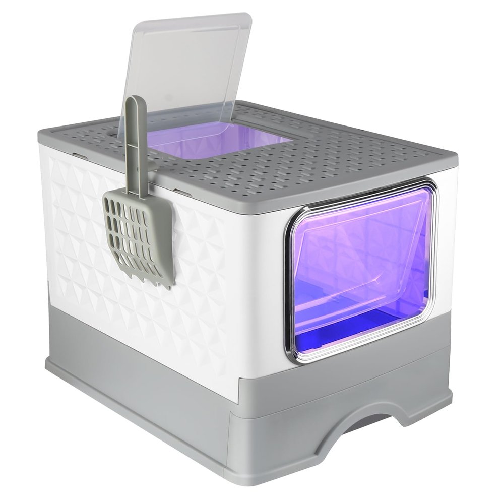 OHMG Enclosed Cat Litter Box for Large Cats with Lid, Removable Tray, Self-Cleaning, Leakproof, Filter and Scoop
